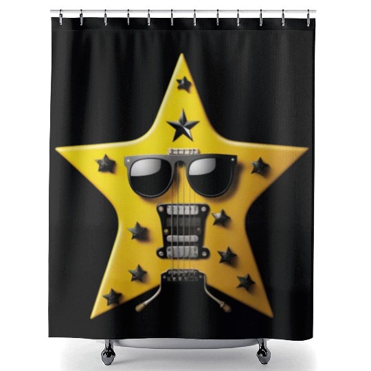 Rock and Roll Royalty The Guitar of a Star Shower Curtains