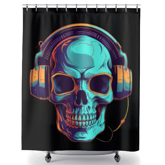 Synthwave Specter A Ghostly DJ Shower Curtains