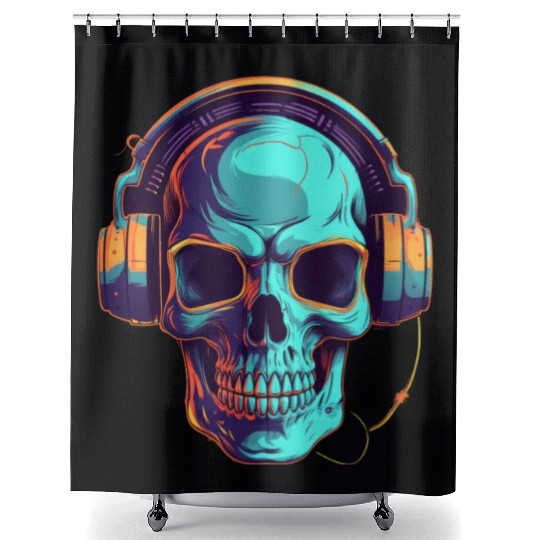 Synthwave Specter A Ghostly DJ Shower Curtains