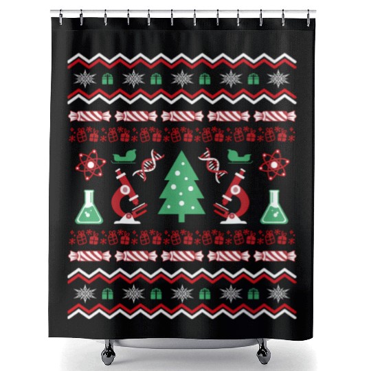 Science Laboratory Ugly Sweater Dna Microbiology Shower Curtains