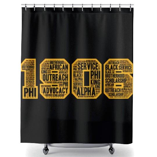 Mens Alpha African Fraternity Hand Sign 1906 Words Shower Curtains