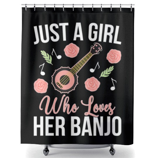 Girl Who Loves Her Banjo Player Banjo Lover Shower Curtains