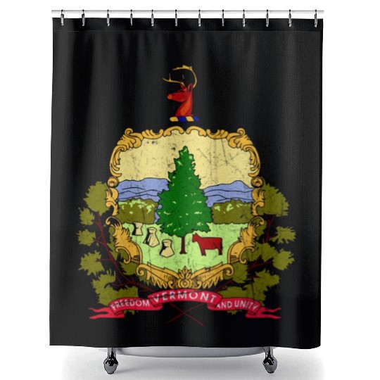 Vermont Flag State Vintage Shower Curtains