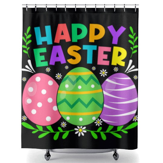 Happy Easter Day Bunny Eggs Easter Shower Curtains