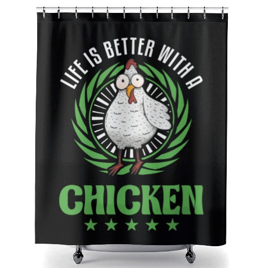Life Is Better With A Chicken Farmer Chickens Shower Curtains