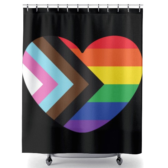 Pride Rainbow Heart Shower Curtains