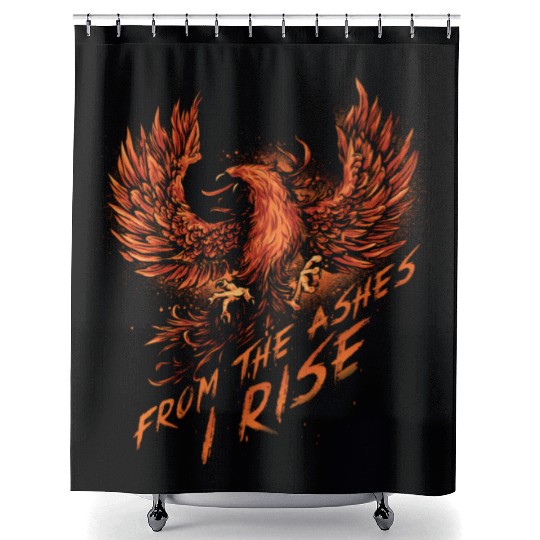 From The Ashes I Rise Motivational Phoenix Shower Curtains