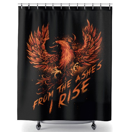 From The Ashes I Rise Motivational Phoenix Shower Curtains