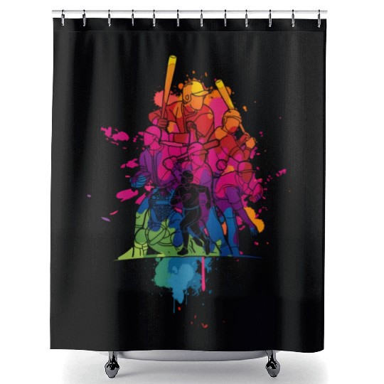 Baseball Catcher Pitcher Batter Tees For Youth Shower Curtains
