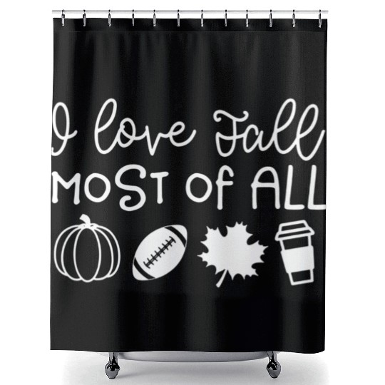 i love fall most of all pumpkin football autumn Shower Curtains