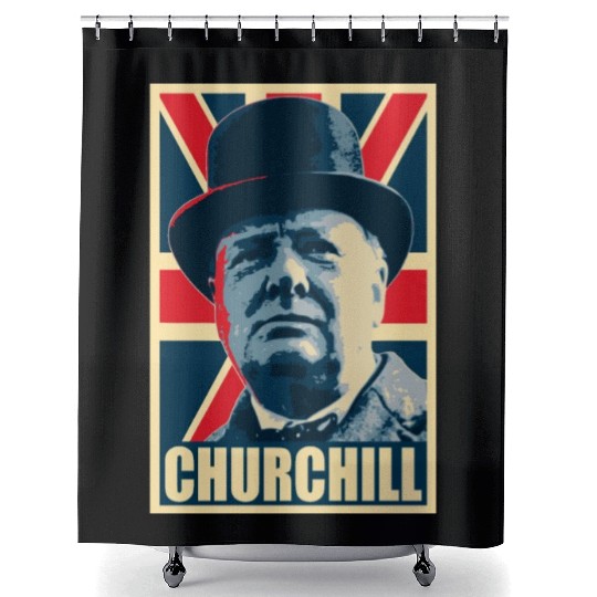 Winston Churhill Union Jack Propaganda Pop Art Shower Curtains