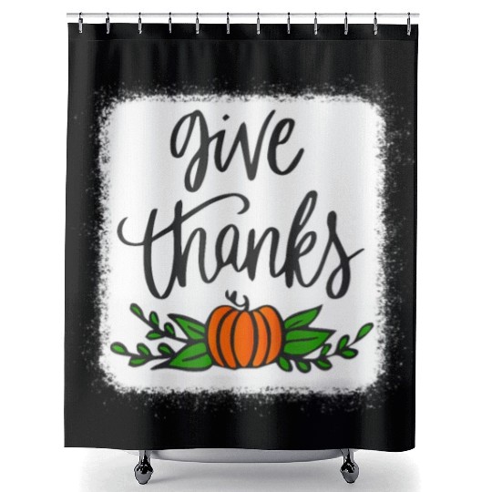 Give Thanks Pumpkin Harvest Fall Autumn Shower Curtains