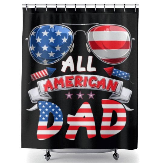 All American Dad US Patriots Fathers America Party Shower Curtains