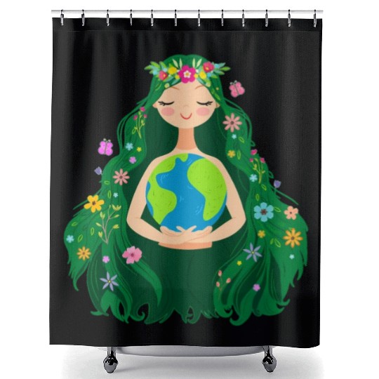 Green Mother Earth Day Gaia Save Our Planet Shower Curtains