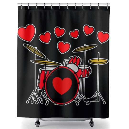 Valentines Drummer Drum Teacher Wedding Musician Shower Curtains