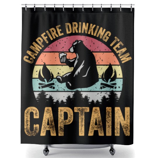Campfire Drinking Team Captain Camping Camper Shower Curtains