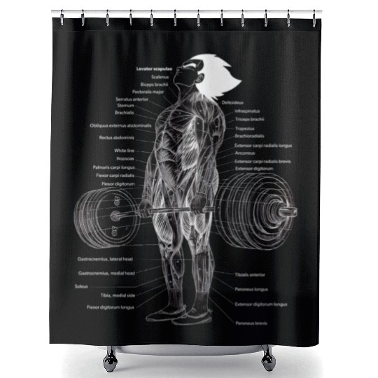 Anime Muscle Anatomy Ch Gym And Workout Motivation Shower Curtains