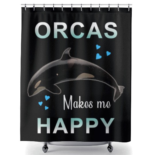 Orcas Make Me Happy Killer Whale Shower Curtains