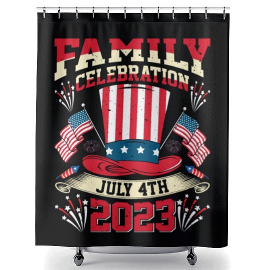 4th July 2023 Family Celebration Independence Day Shower Curtains