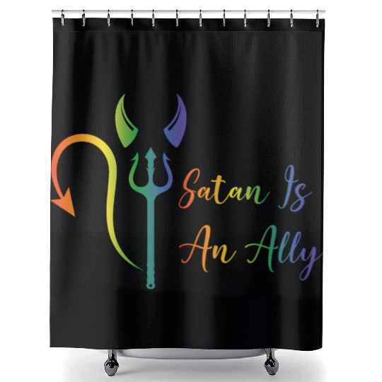 Funny Hail Gay Satan Lgbt Goth Gay Pride Baphomet Shower Curtains