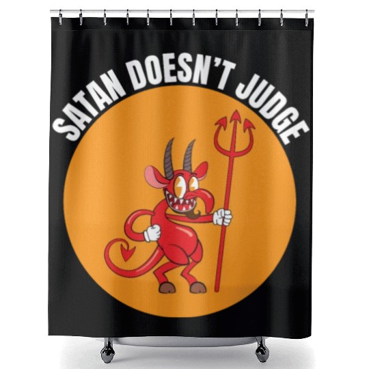 Funny Hail Gay Satan Lgbt Goth Gay Pride Baphomet Shower Curtains