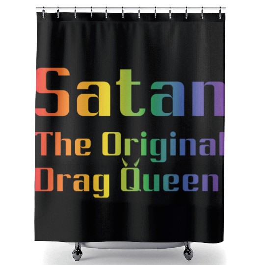 Funny Hail Gay Satan Lgbt Goth Gay Pride Baphomet Shower Curtains