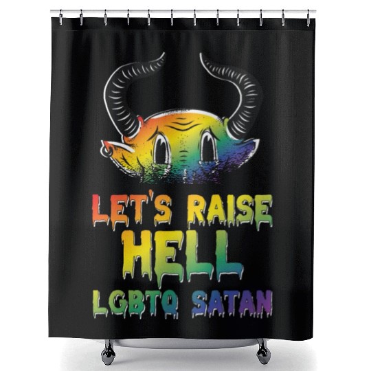 Funny Hail Gay Satan Lgbt Goth Gay Pride Baphomet Shower Curtains