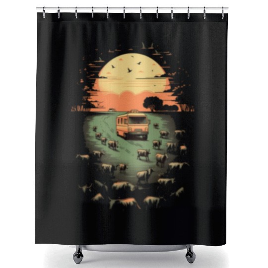 Rv Camping Herd Of Cows Cow Camper Caravan Shower Curtains