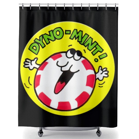 Vintage Scratch And Sniff Sticker Peppermint Dyno- Shower Curtains