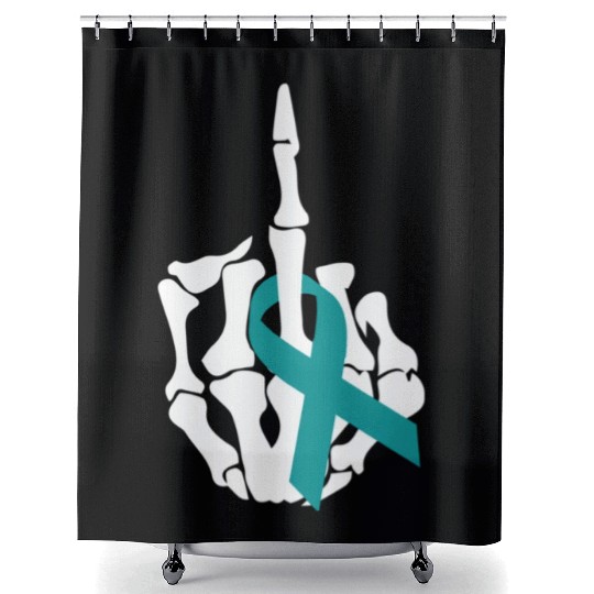 Fuck Ovarian Cancer Middle Finger Ovarian Cancer A Shower Curtains