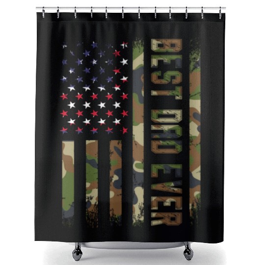 Best dad ever USA flag Camo gift for fatheR Shower Curtains