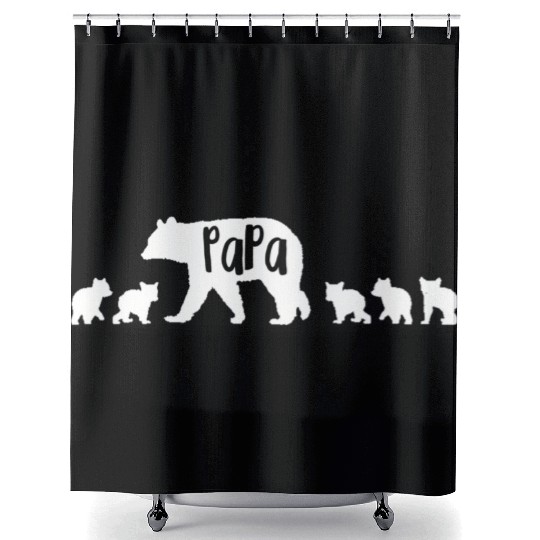 Papa Bear Dad Father With 5 Five Cubs Shower Curtains