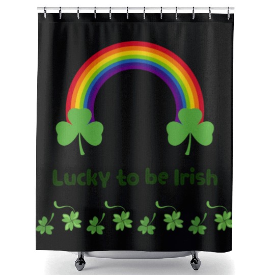 Lucky to be Irish green Shower Curtains