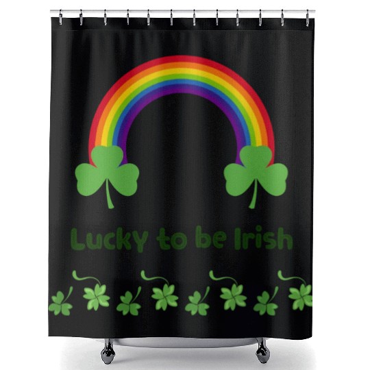 Lucky to be Irish green Shower Curtains