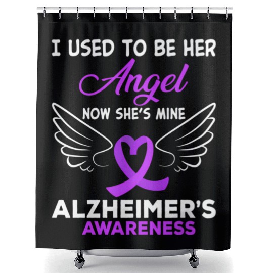 I Used To Her Angel Alzheimers Awareness Purple Ri Shower Curtains