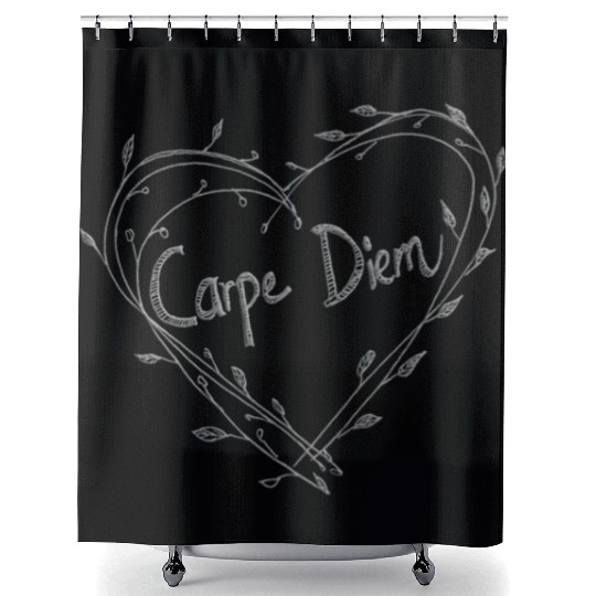 Carpe Diem Quote Heart Twigs Shower Curtains