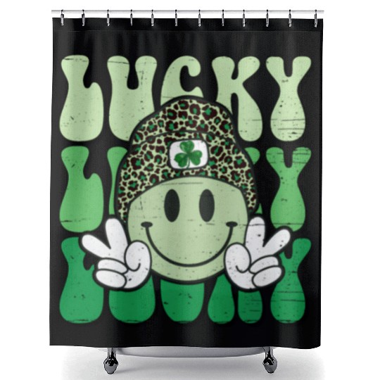 St Patric Day Lucky Shamrock Smile Face Shower Curtains