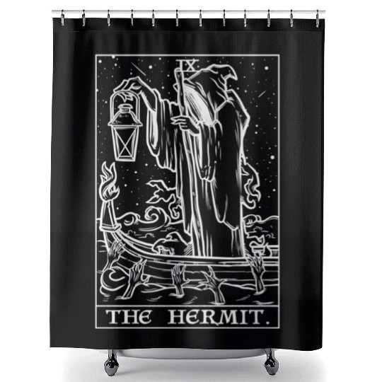 The Hermit Tarot Card Gothic Halloween Grim Shower Curtains