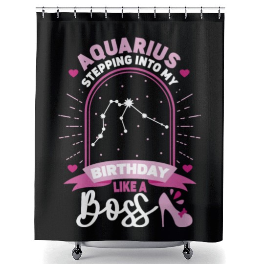 Aquarius Stepping Into Astrology Birth Sign Shower Curtains