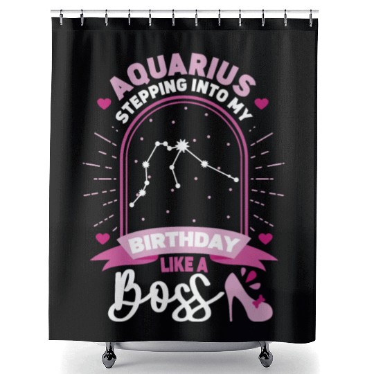 Aquarius Stepping Into Astrology Birth Sign Shower Curtains