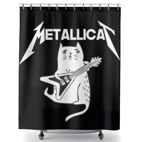 Mettalicat Rock Band Guitar Funny Christmas Shower Curtains