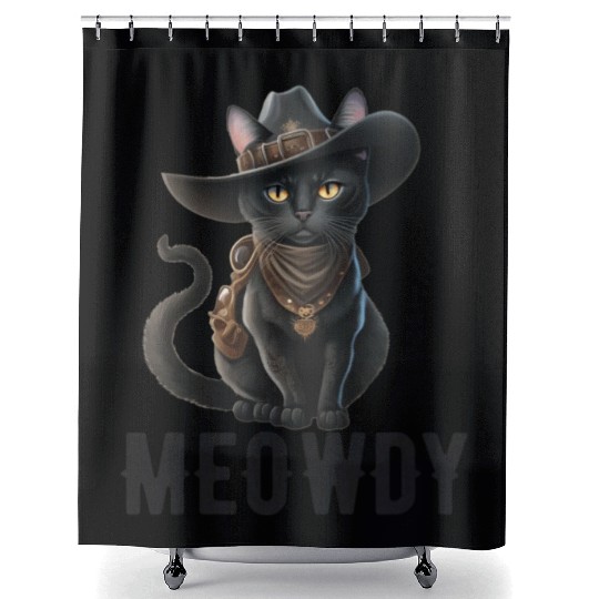 Meowdy Cat Cory Music Kitten Cowboy Shower Curtains