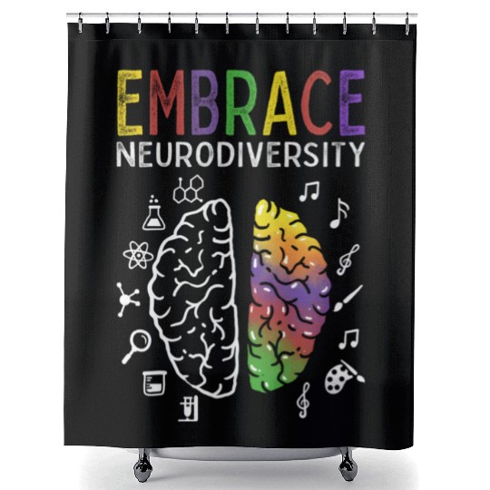 Neurodiversity Embrace Adhd Autism Asd Brain Shower Curtains