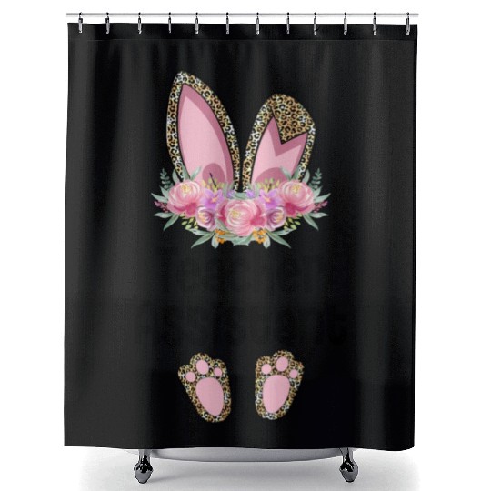 Easter Bunny Ear Teacher Leopard Teacher Assistant Shower Curtains