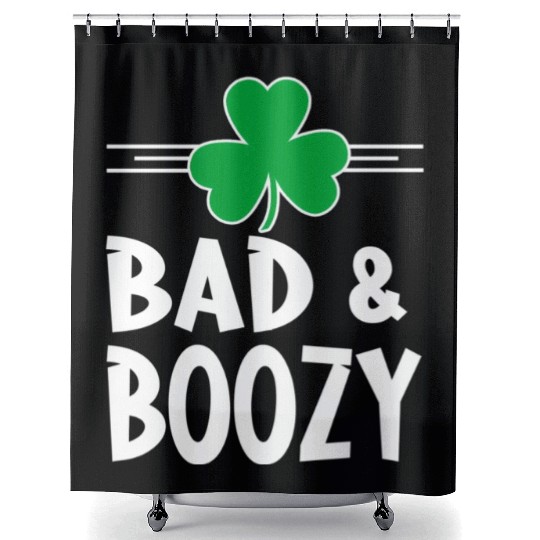 Bad And Boozy St Patricks Day Drinking Shamrock Ir Shower Curtains