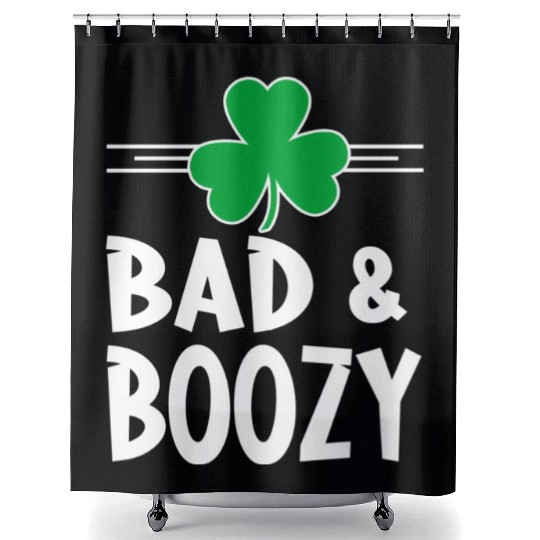 Bad And Boozy St Patricks Day Drinking Shamrock Ir Shower Curtains