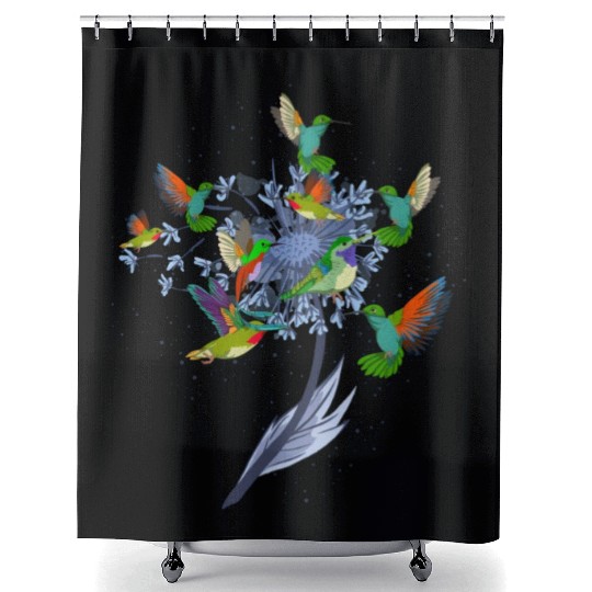 Pretty Nature Animal Flowers Bird Hummingbird Shower Curtains