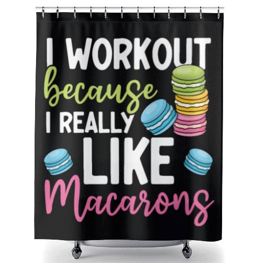 Funny Macaron Workout Ice Cream Sandwich Macaron Shower Curtains