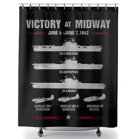 Victory At Midway Battel World War 2 Shower Curtains