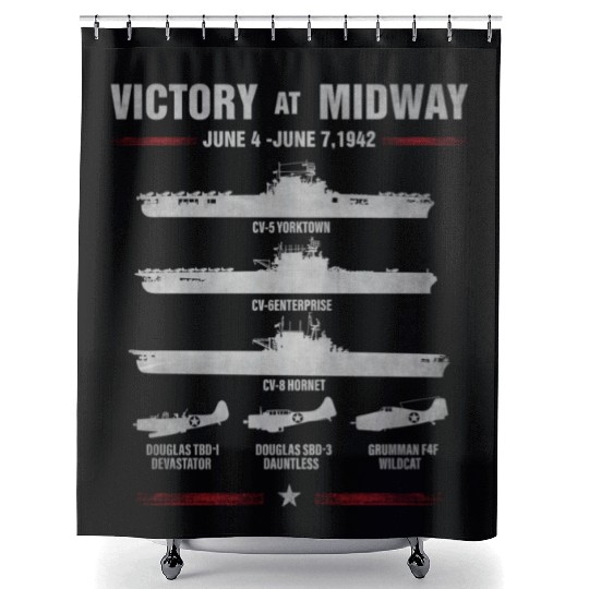 Victory At Midway Battel World War 2 Shower Curtains
